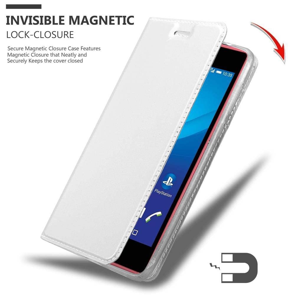 Cadorabo Custodia Libro A Portafoglio Per Sony Xperia M4 Aqua - Colore Argento Classy - Con Slot Per Carte, Funzione Stand E Chiusura Magnetica - 3