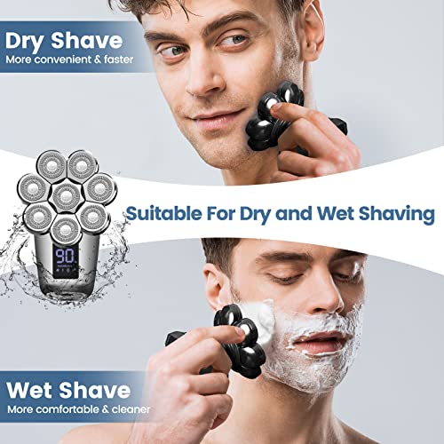 8D Electric Head Shaver For Bald Men, Upgrade 6-In-1 Floating Head Shaver For Mens, Waterproof Wet/Dry Grooming Kit(Silver) #TOP5