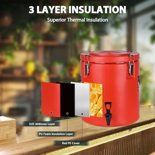 Carivia 8 Gal Insulated Beverage Dispenser, Commercial Cold & Hot Drink Dispenser with 304 Stainless Steel Interior and Spout, Portable Water Jug for Camping, Party, Commercial Catering by Carivia - Image 4