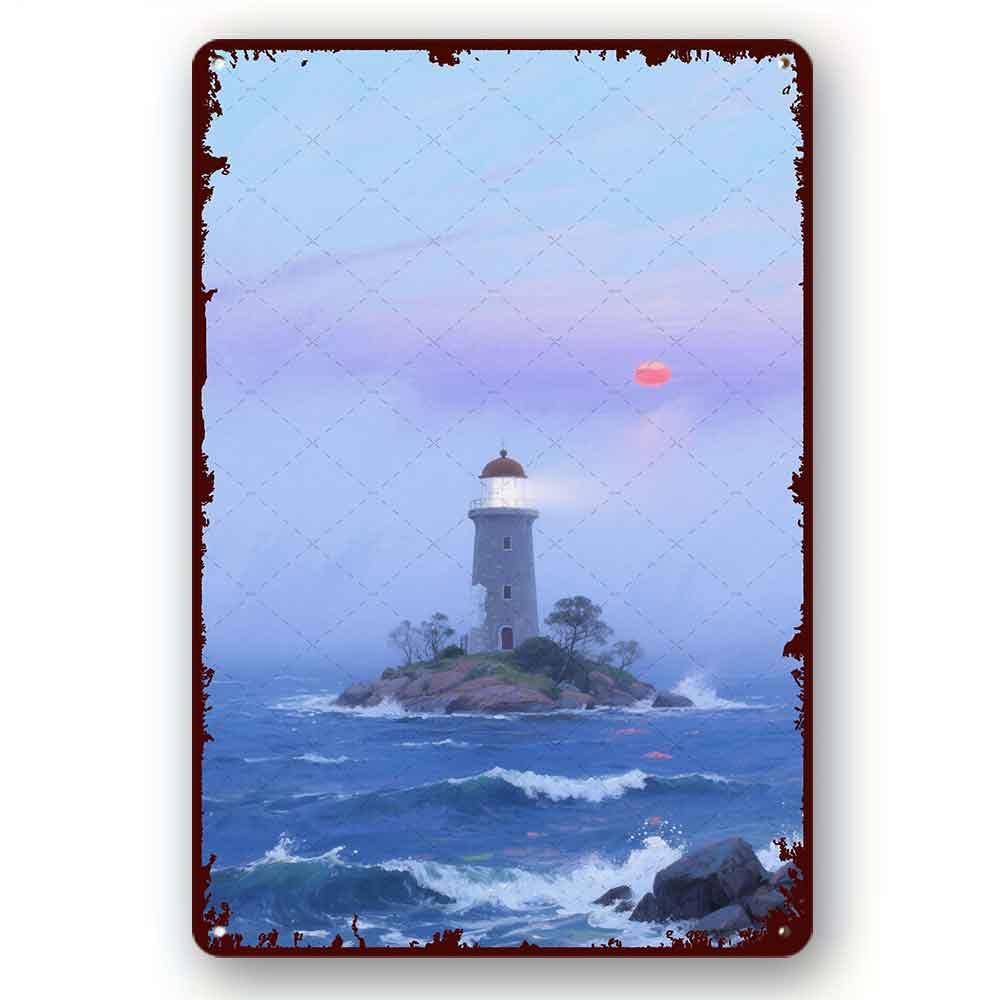 peiyeety Tin Signs Vintage Lighthouse in the storm Living Room, Kitchen, Farm Tin Sign Hanging Poster Decor Rustic Home Decor 8x12 Inch