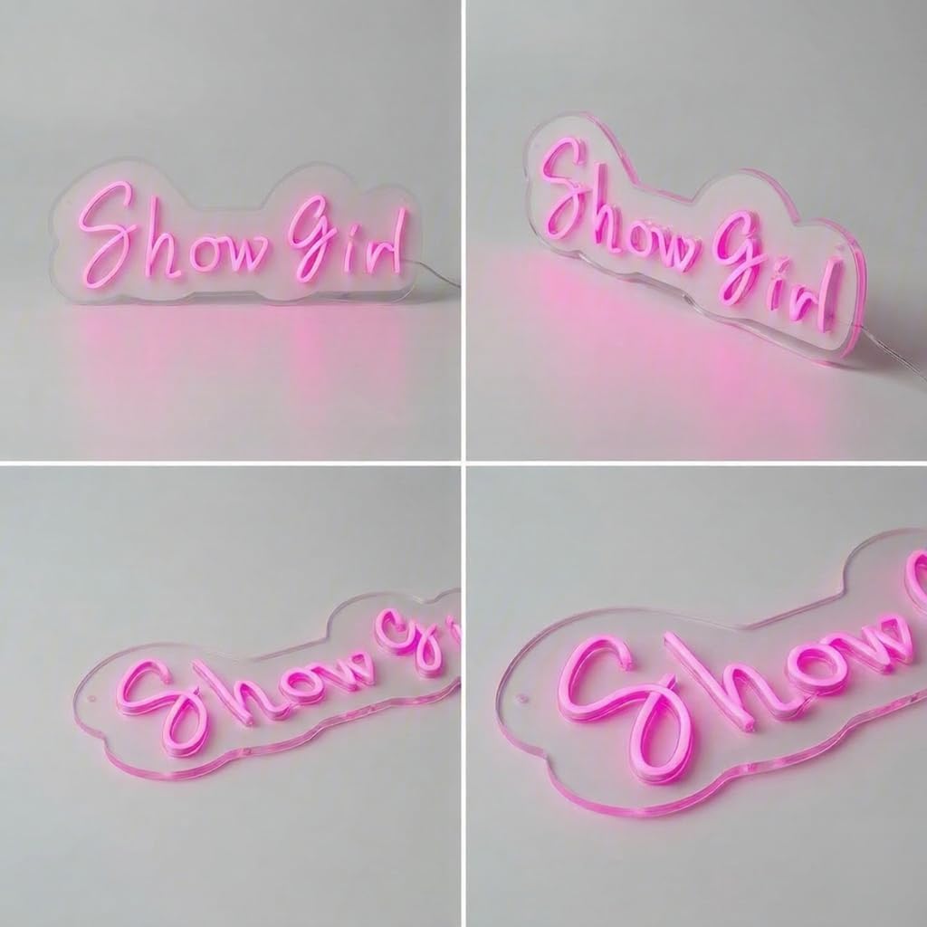 Show Girl Neon Sign - Music Fan Gift，Star Fan Gift，Lively and cheerful, perfect for selfies/group photos, easy to hang, party decoration, USB powered, dimmable - 15.7 x 6.85 in.