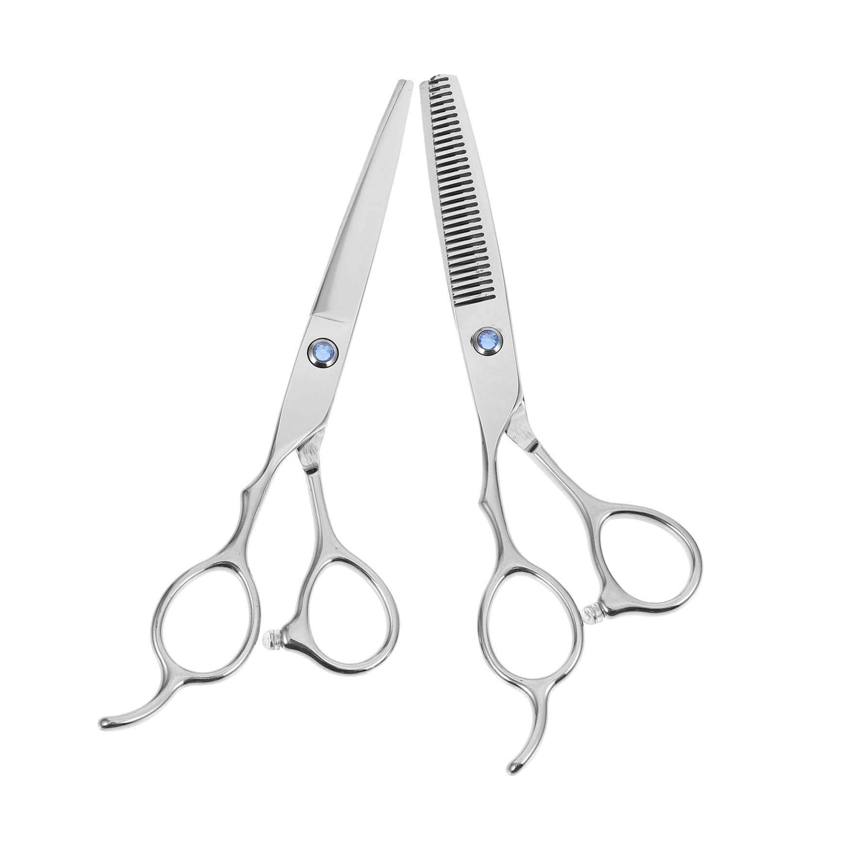 Beaupretty Ciseaux à Cheveux pour Gaucher en Acier Inoxydable 2 Pièces Argenté Ergonomiques pour Usage Professionnel et Amateur Coupe Précise sans Abîmer les Cheveux