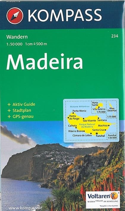 Madeira: Wanderkarte mit Aktiv Guide und Stadtplan. GPS-genau.1:50000 (KOMPASS Wanderkarte, Band 234)