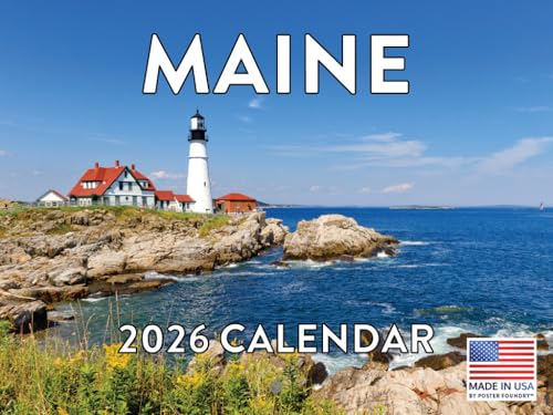 Maine Calendar 2026 Wall 12 Month Monthly ME Scenic Souvenirs Themed Gifts | American Made In The USA