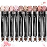 LUXAZA 10PCS Eyeshadow Stick,Shimmer And Neutral Champagne Pink Metallic Eye Shadow sticks,Cream Eyeshadow Pencil Crayon with Smudge-proof & Waterproof,Eye Brightener Stick