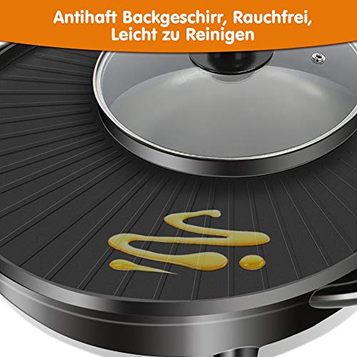 Foto von Cocoarm 2 in 1 BBQ Hot Pot Elektrotopf Kochtopf Elektropfanne Elektrische Pfannen Bratfläche Bratpfanne 1200W Grilltopf Kochtöpfe Multifunktionspfanne Grillpfanne Elektrischer Rauchfreier Grill