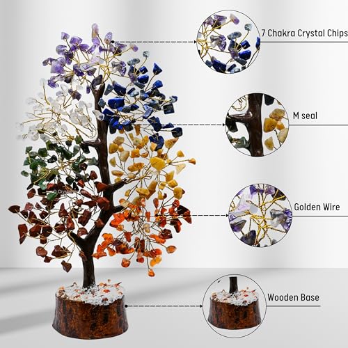 Image of Certified Crystal Tree for Good Luck Items for Home Decor - Authentic Seven Chakra Crystal Tree for Positive Energy and Harmony - Elegant Feng Shui Ornament for Living Room