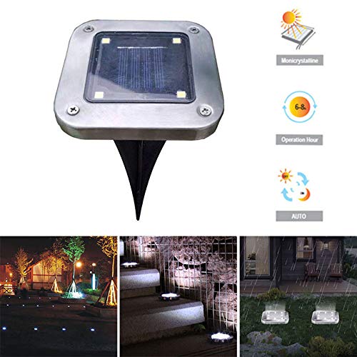 Goodjobb Luz enterrada, luzes de disco de energia solar, 4 lâmpadas LED à prova d'água, luzes ecoló