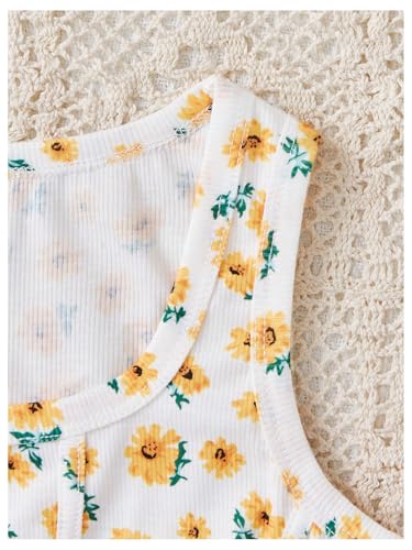 WDIRARA Girl's Floral Print Square Neck Tank Top Asymmetrical Hem Sleeveless Summer Tops3