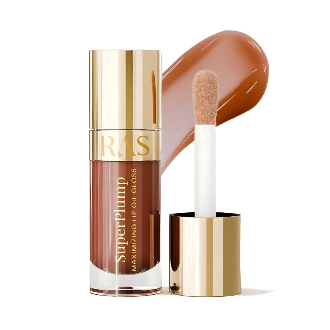 RAS Luxury Oils Hydrating 4-in-1 Super Plump Lip Oil Gloss, Balm, Plumper & Gloss with SPF 20 | Enriched with Natural Oils, Peptides & Hyaluronic Acid - Hazelnut Glow-image-21