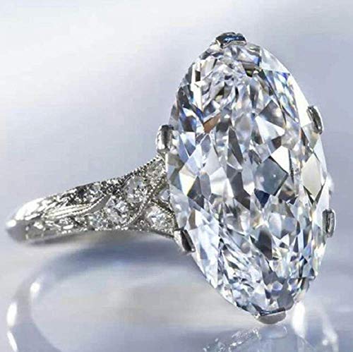 Wenbin Oval Zircon Ring Statement Engagement Wedding Rings for Women Sterling Silver Oval Shaped Stunning Solitaire Cubic Zirconia Halo Size 6-10 (US 6)