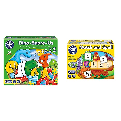 Orchard Toys Dino-Snore-Us Match and Spell, Educational Spelling Game for Ages 4+, Helps Teach Phonics and Word Building, Develops Literacy Skills