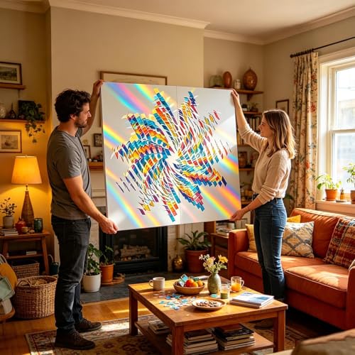 Bloques acrílicos de doble cara con azulejos holográficos que reflejan luz iridiscente 4