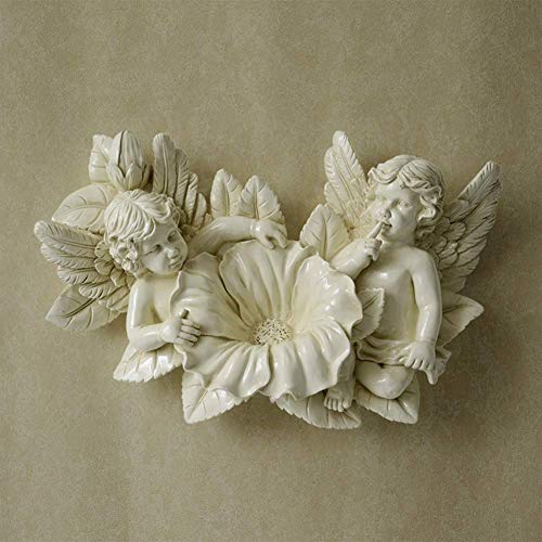 Statue de chérubins décorative murale grand ange avec fleur support mural