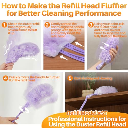 Image of JOYMOOP Scented Telescopic Duster kit, 3FT Extendable Handle (Purple) + 24 Purple Refills for Swiffer Feather Duster,Easy Cleaning for Ceilings, Ceiling Fans, Blinds, Vents & Shelves