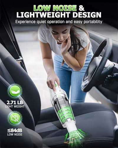 Image of AHNR Handheld Vacuum Cleaner Cordless Rechargeable 16000PA for Car Home