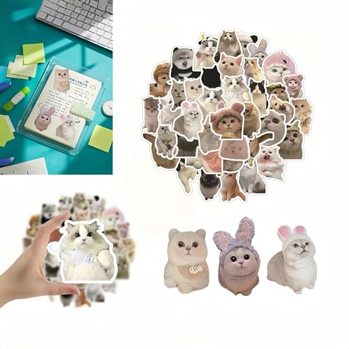 Pegatinas infantiles - Paquete de 60 pegatinas de gato lindo, juego de calcomanías de vinilo impermeable para niños, ideal para decorar portátiles, botellas de agua, cuadernos y mucho más