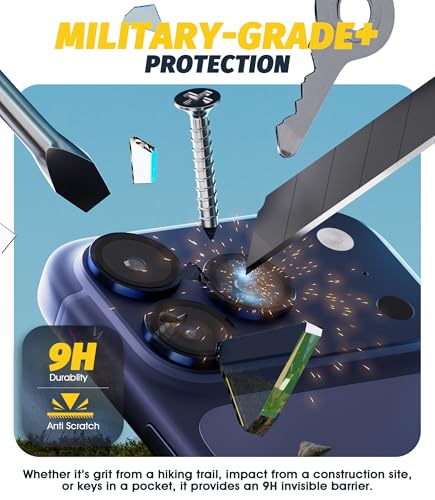 Image of (3 Sets) Orzero Camera Lens Protector Compatible for iPhone 17 Pro /17 Pro Max /16 Pro /16 Pro Max /15 Pro /15 Pro Max /14 Pro /14 Pro Max, Protector de Camera One-Step Installation Tray Individual Metal