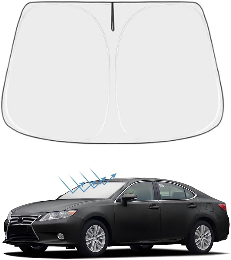 Front Windshield Sun Shade Custom Fit Compatible for ES300h ES350 ES250 2013-2017 Sunshade Foldable UV Ray Reflector Sun Visor Protector Accessories Shield Cover Reflective (for ES 2013-2017)