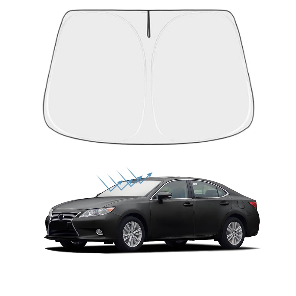 Front Windshield Sun Shade Custom Fit Compatible for ES300h ES350 ES250 2013-2017 Sunshade Foldable UV Ray Reflector Sun Visor Protector Accessories Shield Cover Reflective (for ES 2013-2017)