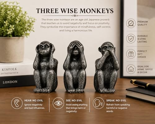 Image of Three Wise Monkeys Miniature Figurine Set - Decorative Resin Art Piece for Home Decoration