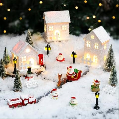 Maitys Christmas Village Set with LED Houses Cover