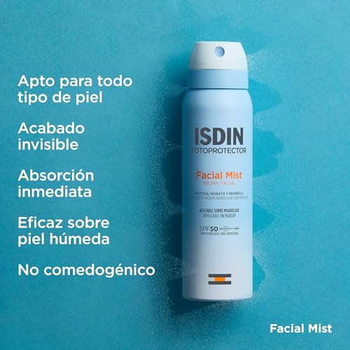 Miniatura 5 de ISDIN Fotoprotector Facial Mist SPF50, Protector Solar facial en spray formato bruma ultrafina e invisible, Protege, hidrata y refresca tu piel, 100ml | Formato bruma ultrafina, Invisible, Protege e hidrata, Refresca la piel