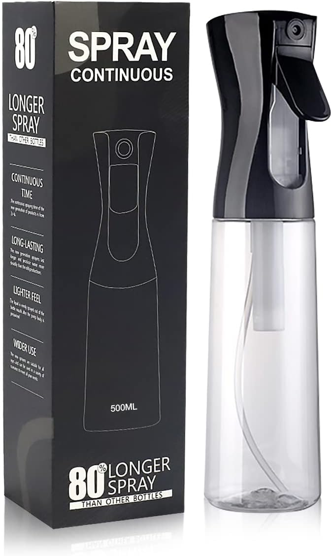HANNEA® 500ml Fine Mist Spray Bottle, Multifunction Empty Plastic Mist Travel Sprayer, Portable Refillable Skin Moisturizing Spray Bottle for Liquid Perfume Toners (Black)