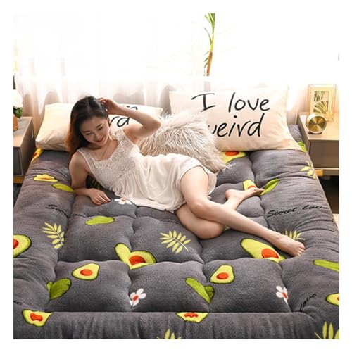 OBONG Lamb Wool Mattress Topper King Warmth Breathable Bed Toppers Extra Thick Mattresses Pad Foldable & Portable Floor Lounger Bed Japanese Futon Mattress (Color : E, Size : Cal King-180 * 220cm)