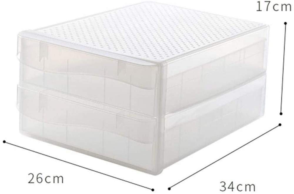 Eierablage aus Kunststoff, Transparente Eierschublade mit 60 Fächern for Kühlschrank und Küche, stapelbar, 26 x 16,5 35 cm