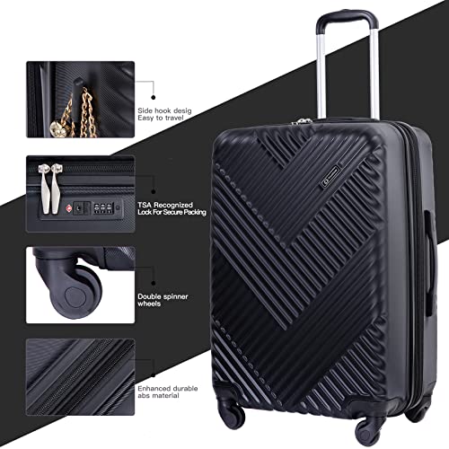 Tripcomp Expandable Luggage Sets, Pc Hardshell Spinner Suitcase Sets With Tsa Lock, 3 Piece Set(20/24/28)(Black) #TOP3