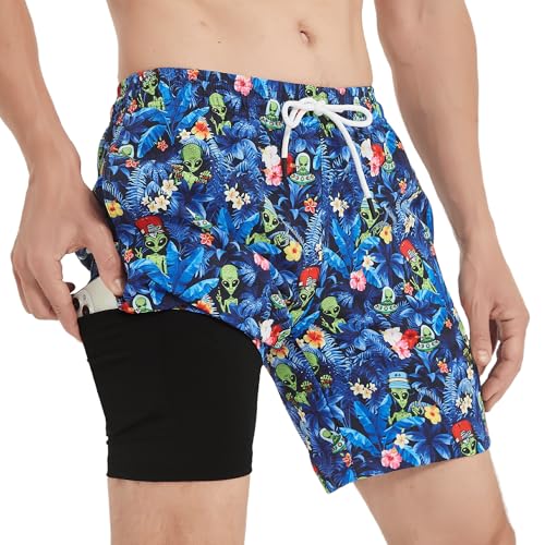 Mens Swim Trunks 7 Inch Inseam Board Shorts with Compression Liner Swimsuit Bathing Suit Quick Dry3
