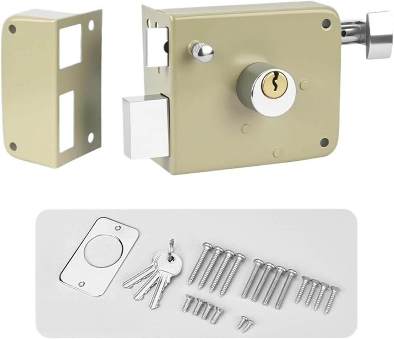 Exterior Iron Door Locks Security Anti-Theft Lock Multiple Insurance Lock Wood Gate Lock Hardware Household Indoor Dormitory(Right)