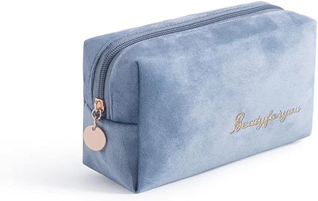 Cosmetic Bag Travel Makeup Bag Organizer Velvet Toiletry Wash Bag Pouch or Purse Pencil Case with Zipper Portable Washable Multi-Functional Lightweight for Women Girls Men
