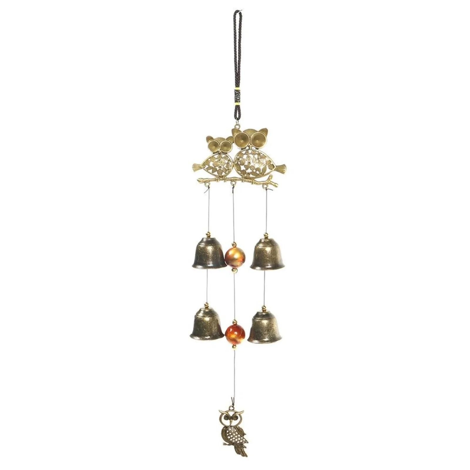 Owl Wind Chimes, Outdoor Indoor Garden Decoration with 4 Bells 3 Owls, Home Wind Catcher Romantic Wind Chimes