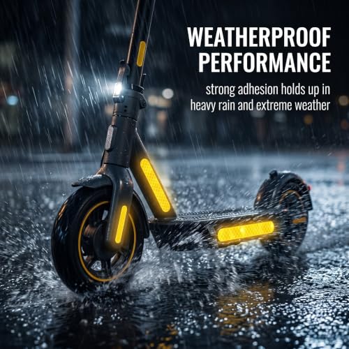 AJNZAU 8 Pièces Accessoires Trottinette Electrique, Autocollants Réfléchissants Haute Visibilité En Pvc, Étanches, Compatibles Ninebot, E-Scooter, Vélo, Casque, Jaune – vue 4