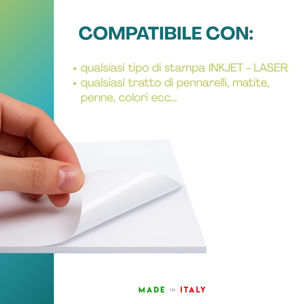 VIRSUS Etichette Adesive in Carta Vellum A4 160 gr VARIE QUANTITA' misura etichette 210x297mm etichette a foglio intero autoadesivo permanente per stampanti 1 etichetta per foglio (500)