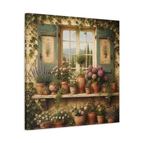 Toile peinture chaumière multicolore pour habiller le dessus de console