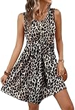 OFEEFAN Tank Dresses for Women 2026 Beach Cover Ups for Women Button Down Classy Outfits Cross Button Down Animal Print S