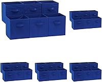Vista 24 de Yaxa Basics - Cubos de almacenamiento de tela plegables con asas, organizadores, resistentes, gris, 33 x 33 x 33 cm, paquete de 6