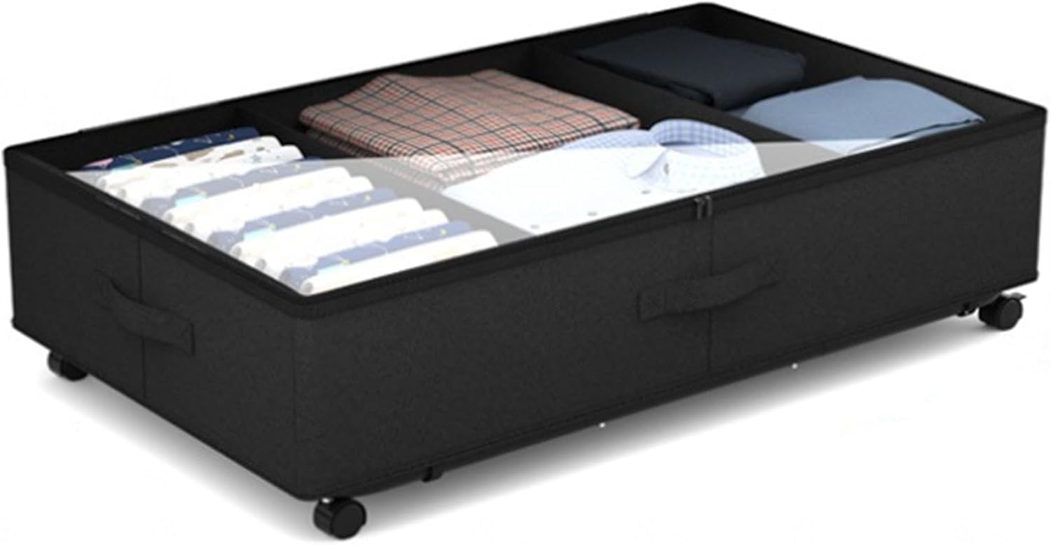 Foldable Under Bed Storage,Large Capacity Underbed Storage Containers with Wheels, Bedroom Storage Organizer for Clothes, Shoes, Toys, Books, Blankets