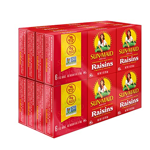 Image of Sun-Maid California Sun-Dried Raisins - (24 Pack) 1 oz Snack-Size Box - Dried Fruit Snack for Lunches, Snacks, and Natural Sweeteners