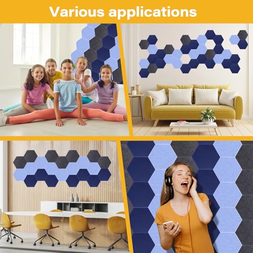 Image of Acoustic Panels, Magrowill 12-Pack Soundproof Wall Panels 12 X 10 X 0.4 Inches, Sound Absorbing Panels with Full Self-Adhesive, Interior Wall Decor Felt Tiles Board