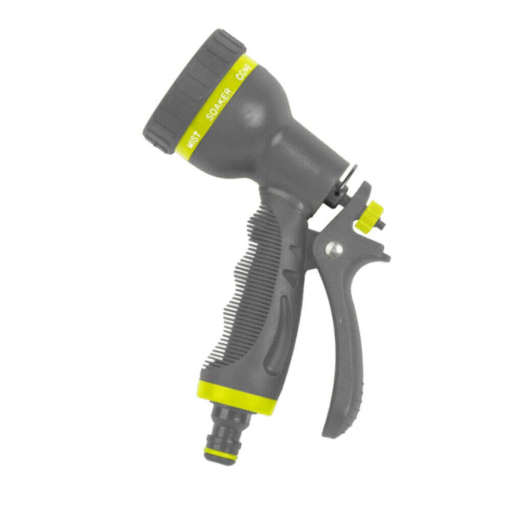 Soladirect 8 Patterns Soft Grip Grey & Lime Garden Hose Pipe Spray Gun - 8 Pattern Water Nozzle With Trigger Lock - Anti-Slip Grip - Click Lock Hose Connector - Hozelock & Gardena Compatible - For Lawn Watering, Car Wash, Patio, Plants, Pets 38
