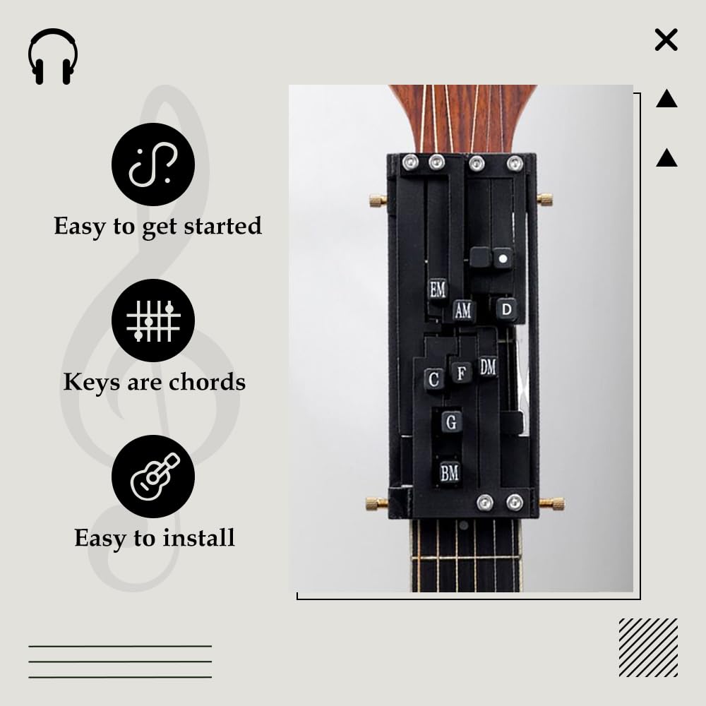 2025 Upgraded Guitar Chord Presser, Guitar Chord Helper for Acoustic Guitars, Guitar Chord Trainer for Beginners Professional Gifts (1 pcs)