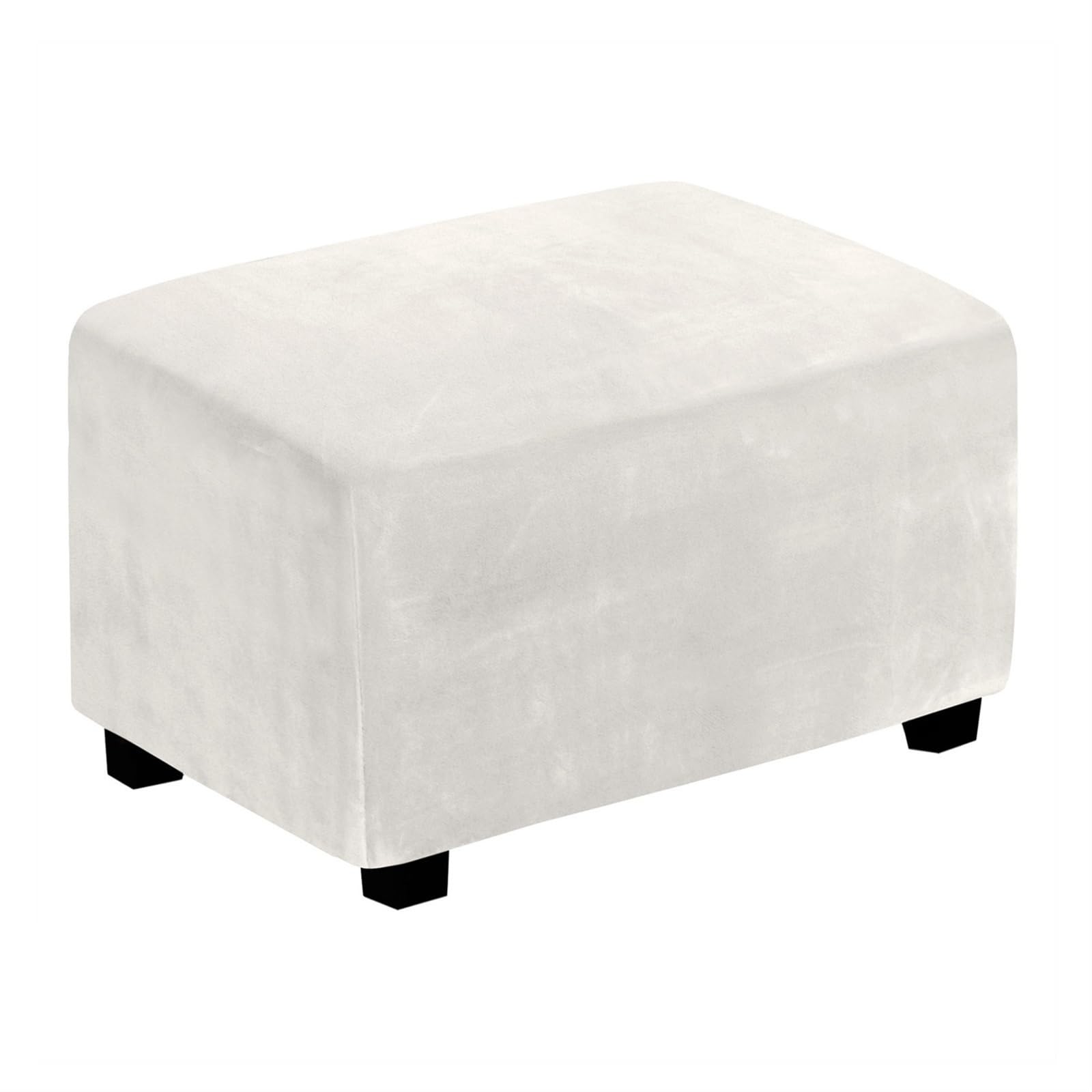 Pouf Rectangulaire En Velours Bleu Marine Avec Pieds Incurvés En Métal