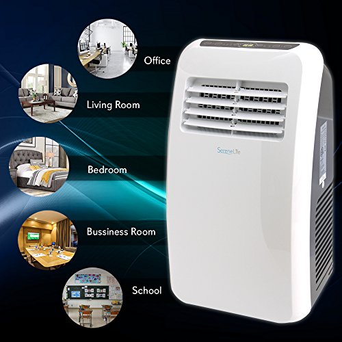 Serenelife Slpac8 Portable Air Conditioner Compact Home Ac Cooling Unit With Built-In Dehumidifier & Fan Modes, Quiet Operation, Includes Window Mount Kit, 8,000 Btu, White #TOP2