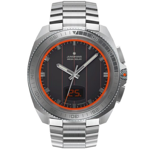 Junghans Herren-Armbanduhr XL 1972 Mega Solar Analog Quarz Edelstahl 056/4211.44