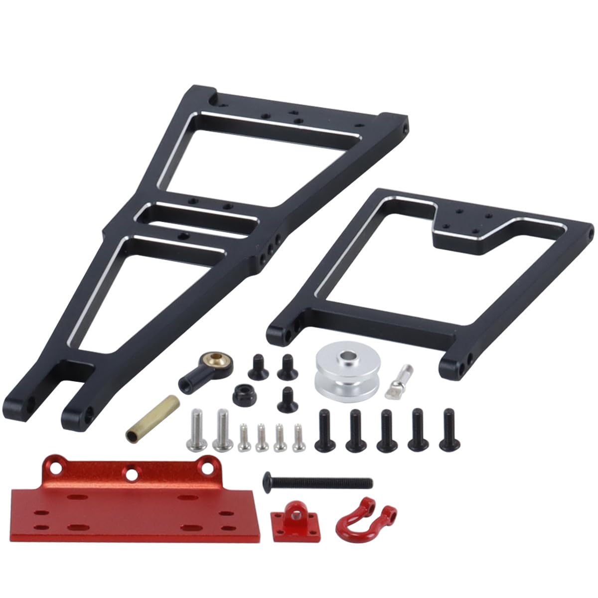 Aluminium RC Winde Doppelstent Rettungsset LKW Abschleppkran Arm Wrecker Kit mit 360° 35KG Servo für 1/10 SCX10 TRX4 RC Crawler