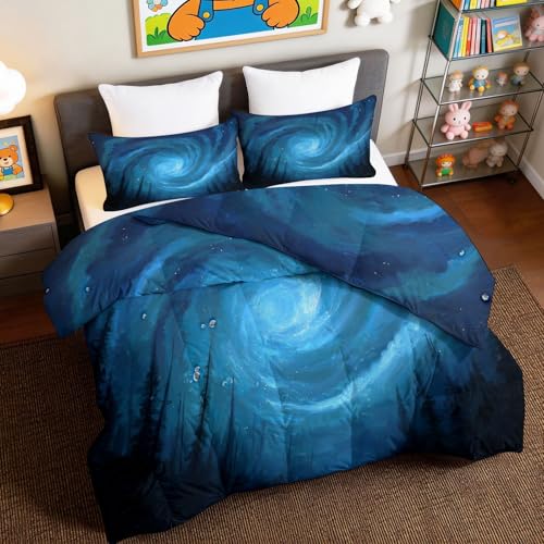 Manta sin funda de 155 x 220 cm cálida y suave con diseño azul 2